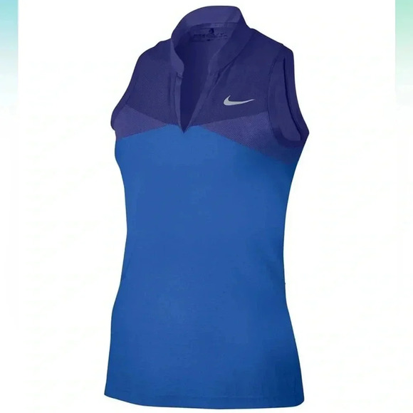 Nike Zonal Cooling Swing Golf Polo Deep Night Blue/Flat Silver - Picture 1 of 5